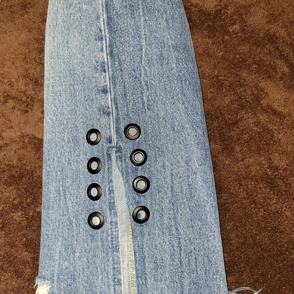 TRF IX'D DENIM MAKERS distressed jeans with ribbon lace up ankles - Picture 4 of 8